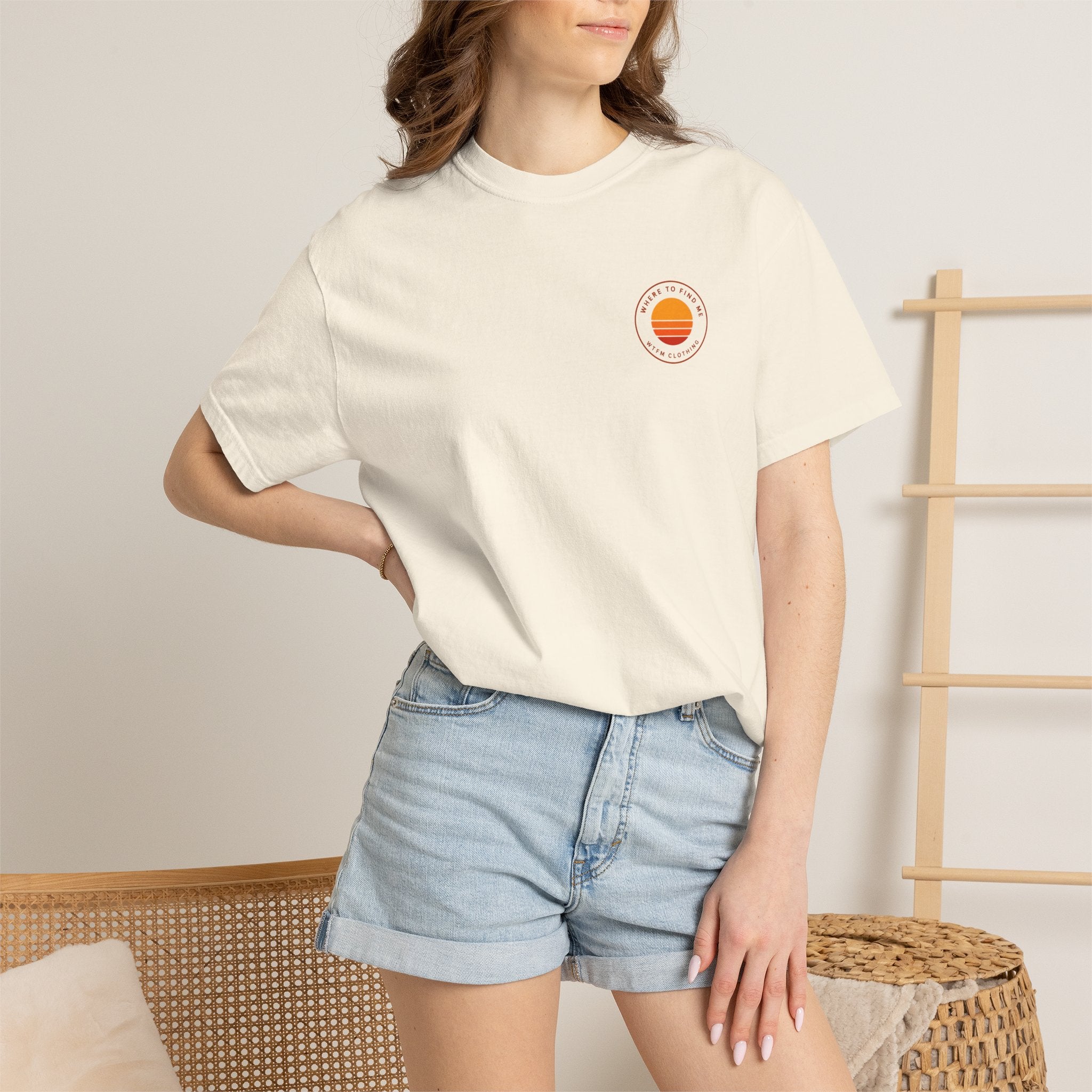 Sunset Logo T-Shirt — “Where to Find Me” Graphic Tee