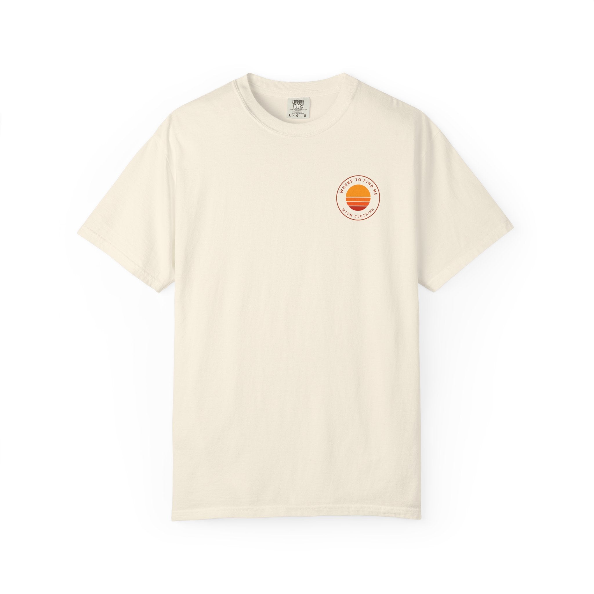 Sunset Logo T-Shirt — “Where to Find Me” Graphic Tee