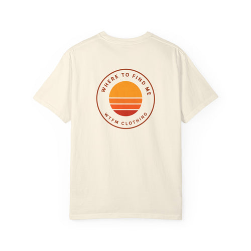 Sunset Logo T-Shirt — “Where to Find Me” Graphic Tee